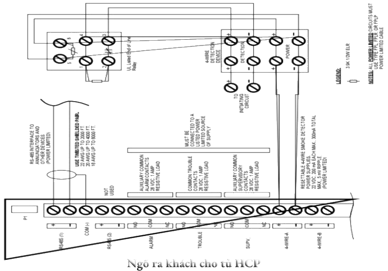 Hướng dẫn đấu nối trung tâm báo cháy Hochiki HCP-1008EDS