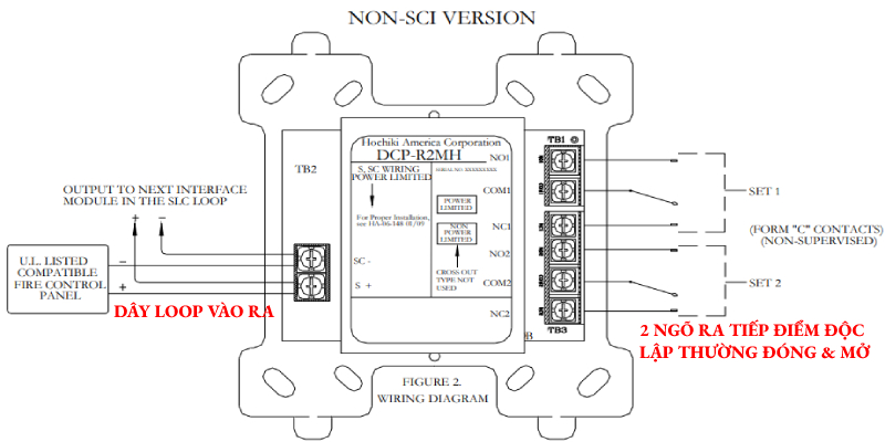 Hướng dẫn lắp đặt module điều khiển 2 ngõ ra DCP-R2ML của Hochiki