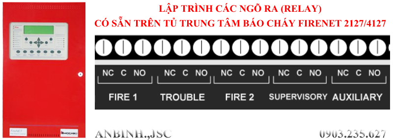 Lập trình các ngõ ra (relay) có sẵn trên tủ trung tâm báo cháy FireNet 2127/4127