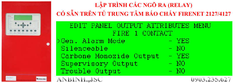 Lập trình các ngõ ra (relay) có sẵn trên tủ trung tâm báo cháy FireNet 2127/4127