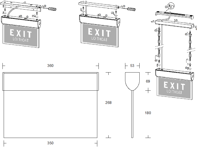 Đèn Exit thoát hiểm PEXM27U