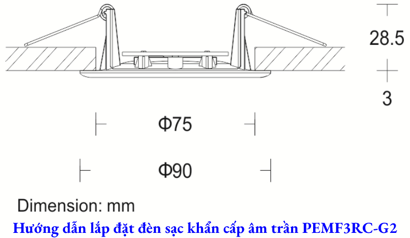 Đèn sạc khẩn cấp âm trần PEMF3RC-G2