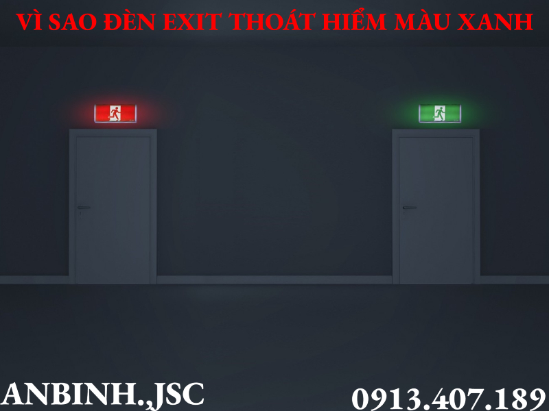 Vì sao tấm nền đèn exit thoát hiểm màu xanh
