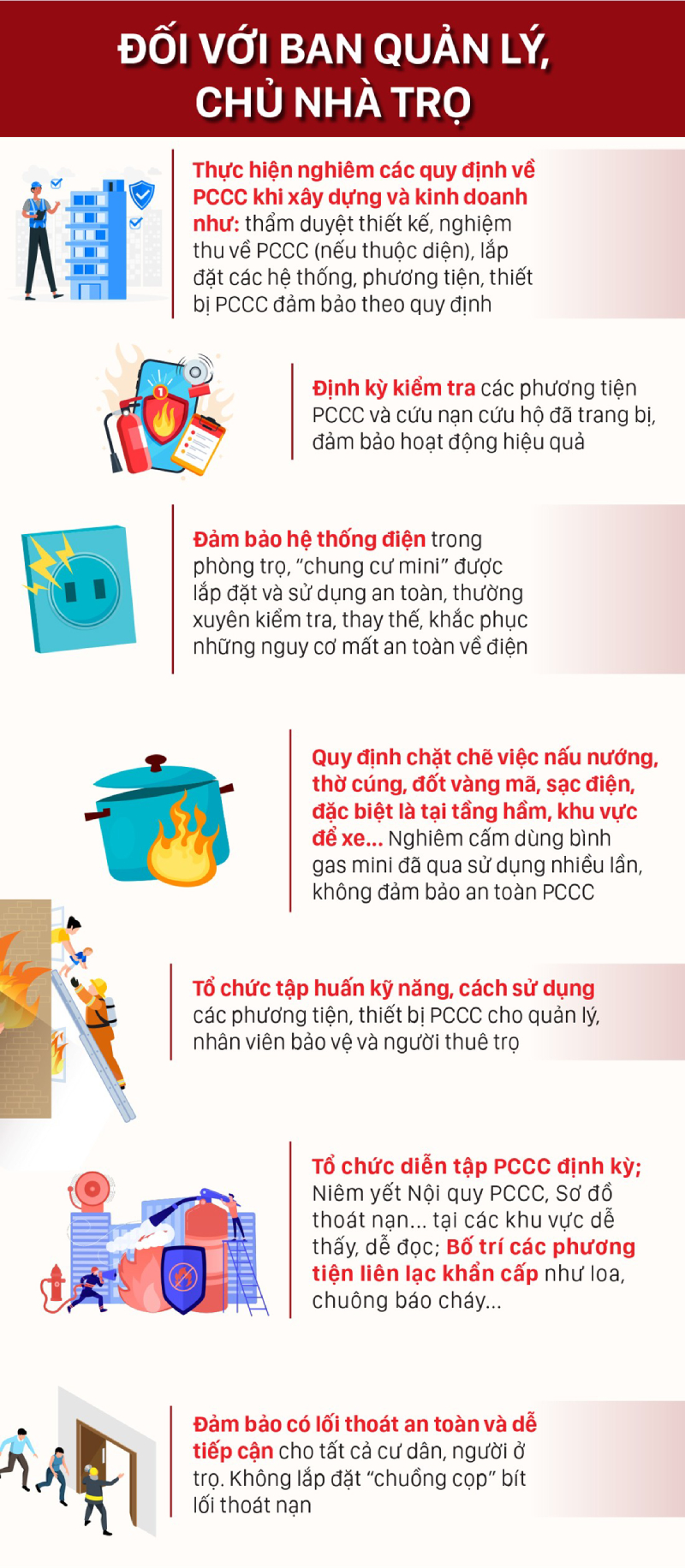 Các biện pháp an toàn PCCC đối với loại hình chung cư mini, nhà trọ, phòng trọ