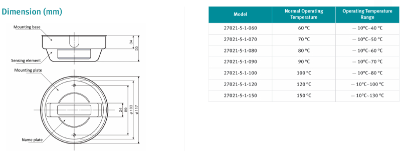 Đầu báo nhiệt cố định 27021-5-1